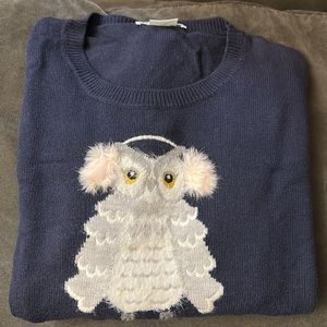Kate Spade Broome Street Dark Blue Sweater with Owl Womens Size Large